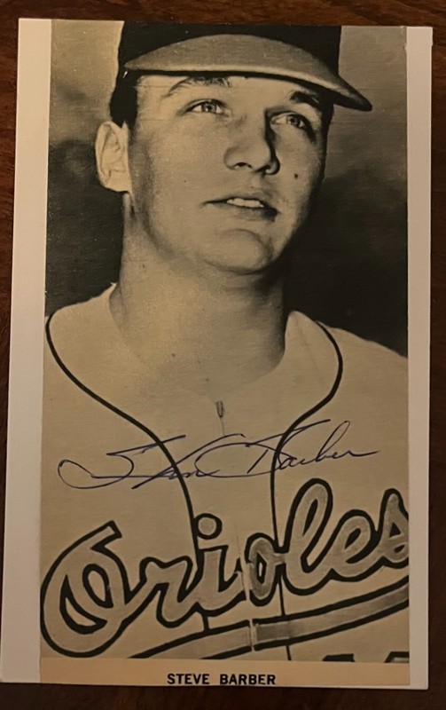 Steve Barber Signed Magazine Photo On Index Card / Baltimore Orioles