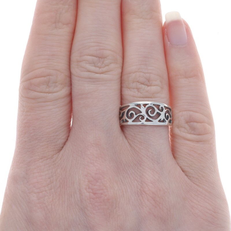 Sterling Silver Scrollwork Statement Band - 925 R… - image 2