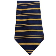 Brooks Brothers Makers Striped Silk Tie Navy Blue Gold Classic Mens Accessories