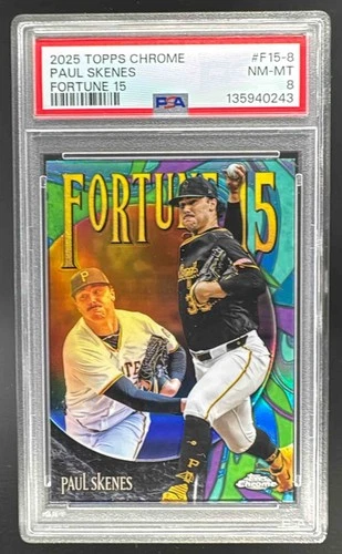 EL.200 Paul Skenes 2025 Topps Chrome #F15-8 Fortune 15 PSA 8