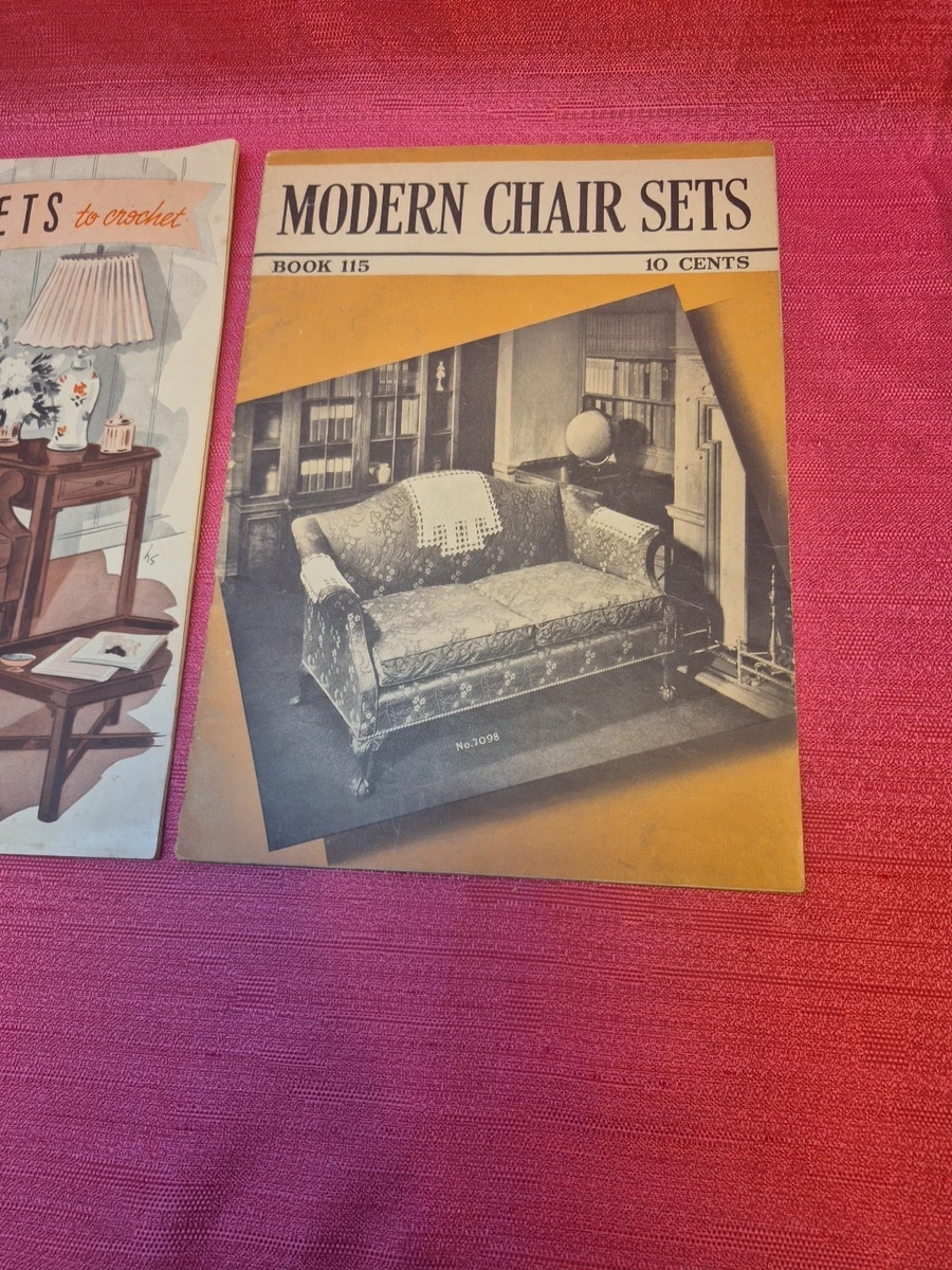 Juego de sillas de ganchillo vintage libros de patrones lote 3 tapetes corredores años 40 años 50