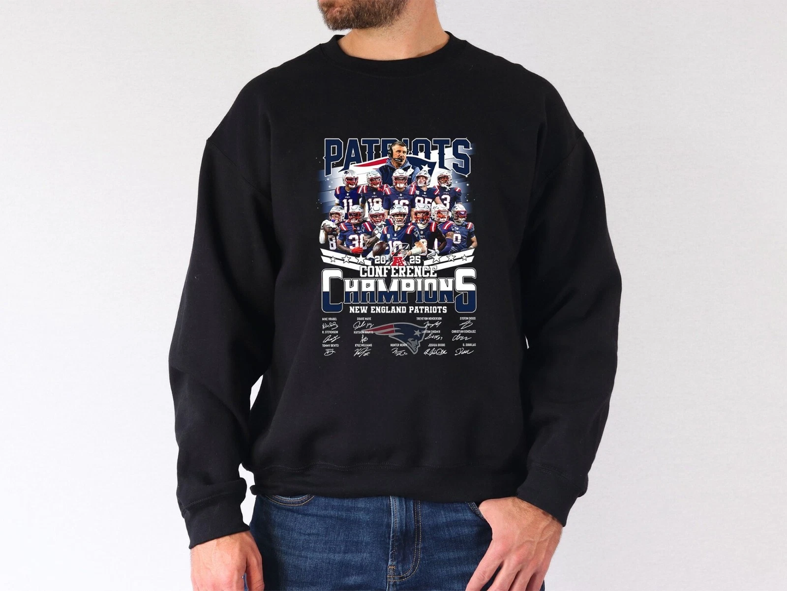 New England Patriots AFC Champions 2025 Sweatshirt, Full Size
