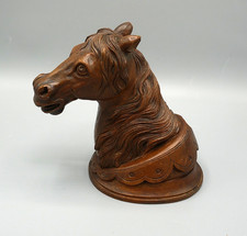 Tête de Cheval en Bois Sculpté, Enseigne de Boucherie, 1900