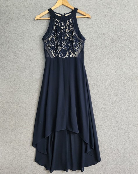 Dotti Women's Dress 8 Navy Blue Long Formal Graduation Event Occasion Wedding 