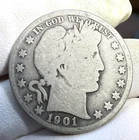 1901 O Barber Silver Hald Dollar, Better Date, Good/VG Condition