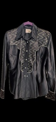 H Bar C Ranchwear Permanent Press Longtail Vintage Western Shirt Made In U.S.A