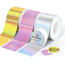 Thermal Printer Stickers 2" Round Holographic Waterproof BPA Free 300ct