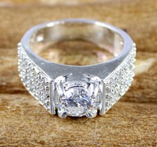 White Diamond Solitaire 1.16 Ct Round Cut Certified Men's Ring New Year Gift
