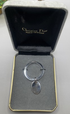 Authentic Vintage Ch. Dior Sterling Silver 925 Charm Oval Pendant Key Ring