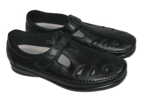 SAS Roamer Walking Casual Shoes Women Size 12 W with Strap Black Leather $195