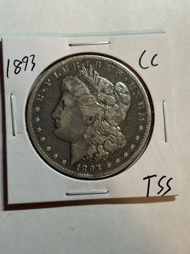 1893-CC MORGAN SILVER DOLLAR VF DETAILS KEY DATE CC