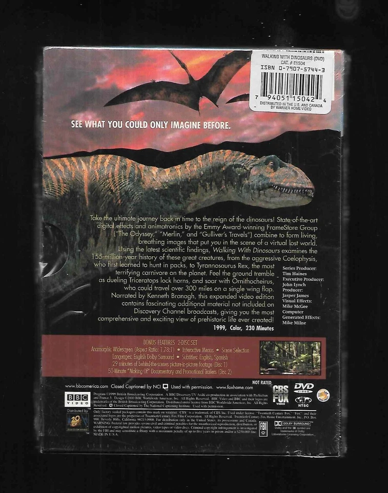 * OOP * BBC's WALKING WITH DINOSAURS - Kenneth Branagh - RARE SEALED - Image 2 of 3
