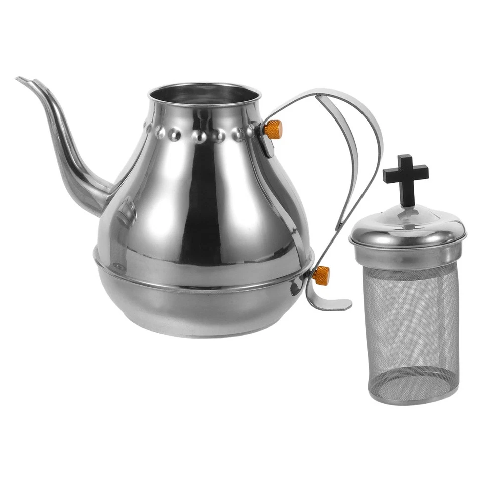  Teiera Acciaio Inox Caffettiera D'argento Bollitore Per Il Tè Del Ristorante - Immagine 4 di 4