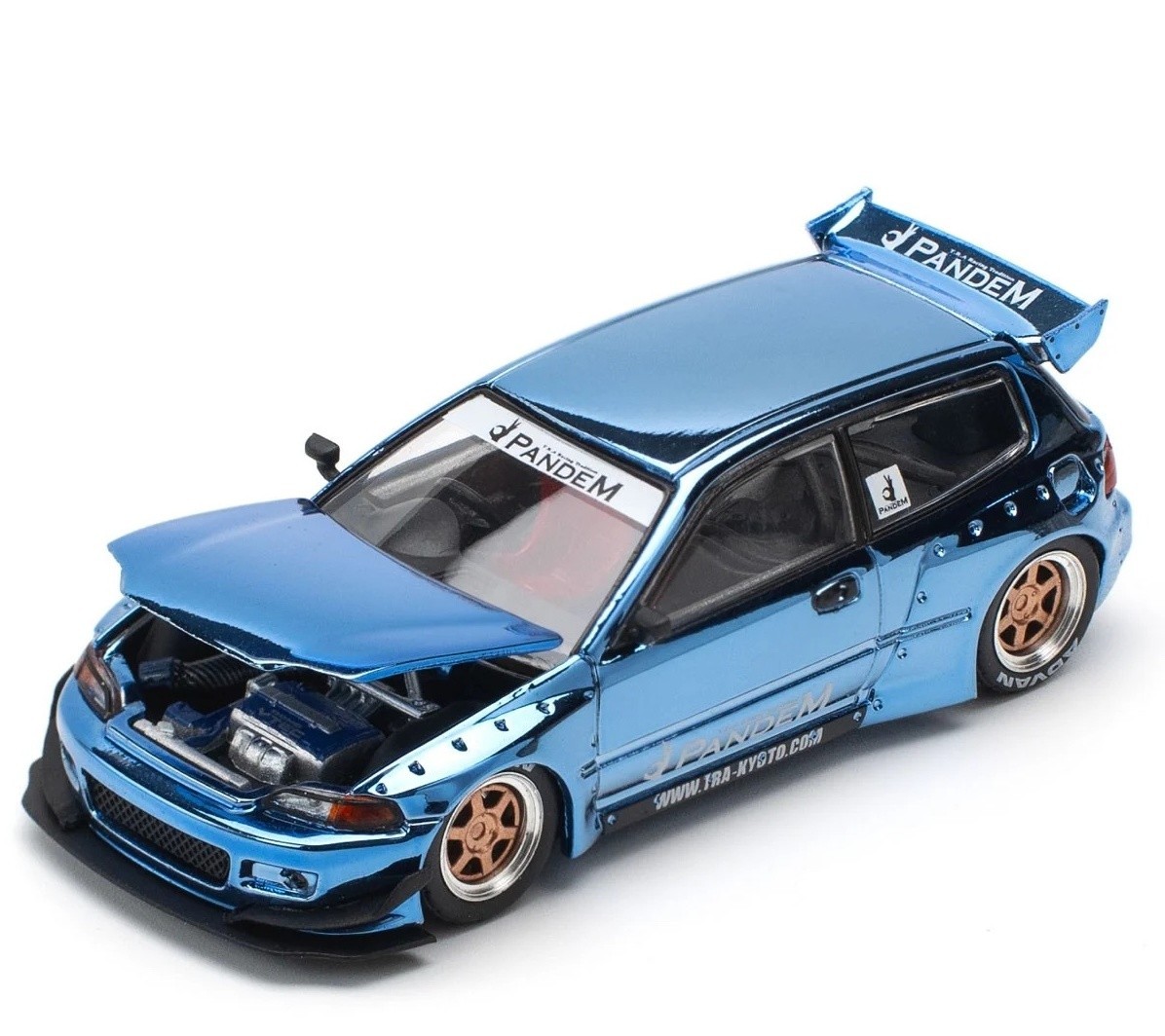Pop Race Pandem Civic EG6 Blue Chrome 1:64 PR640206
