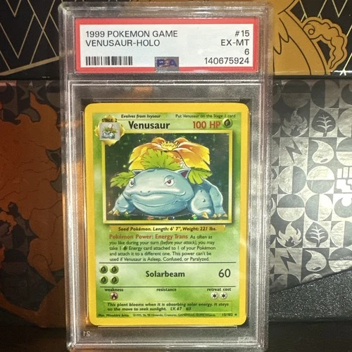 Pokémon TCG Venusaur Base Set 15/102 Holo Unlimited Rare PSA 6 Excellent-Mint