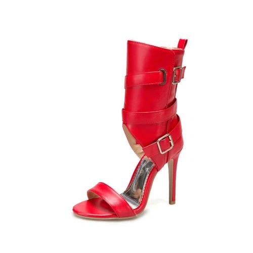 Roman Style Womens Open Toe Ankle Boots Sandals High Stiletto Heel Buckle Zipper - Bild 21 von 23
