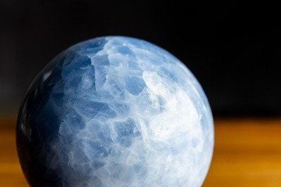 Blue Calcite Crystal Sphere | Healing Calm Energy Meditation Display Stone