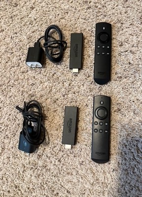 2 Amazon Fire TV Sticks Model LY73PR CE0984 Black W Remote Controls Tested