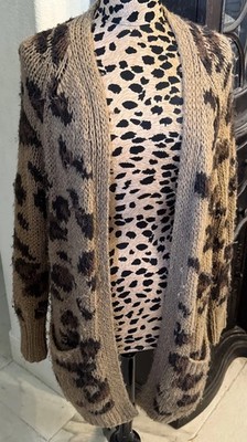 R13 Oversized Leopard Cardigan Sweater S