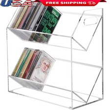 Clear Acrylic Cassette Tape Holder 2 Tier Retro Audio Storage Display Case New