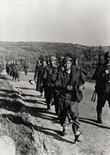 British soldiers taken prisoner Dunkirk marching under convoy towa- WWII Photo