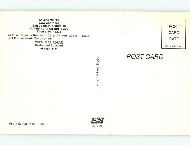 Unused Pre1980 MOTEL SCENE Drums Near Hazleton Pennsylvania PA