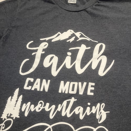 Gildan Damen T-Shirt Large Grafik Christian grau Glaube kann Berge versetzen - Bild 4 von 9