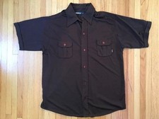 Men's Vintage Billabong Button Up Shirt Brown Large Made In USA 50/50cotton/poly