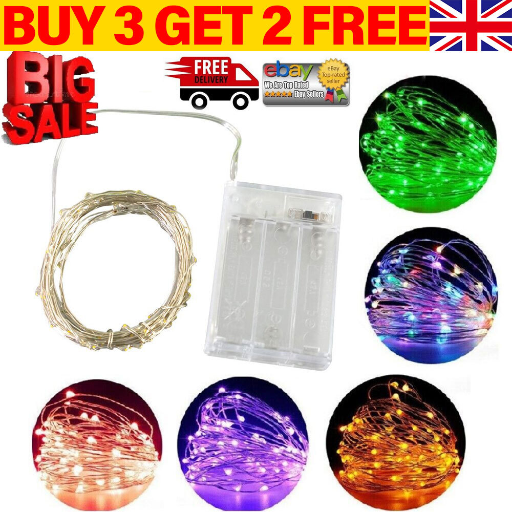 20/50/100 LED Battery Micro Rice Wire Copper Fairy String Lights Party