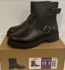 Steve Madden Crusader Women s Genuine Leather Inside Zip Lug Boot Black NEW Sz 8