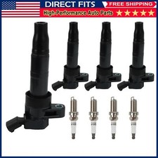 4x Ignition Coils & Spark Plugs For 2010-2013 Kia Forte 2008-2014 Hyundai Sonata