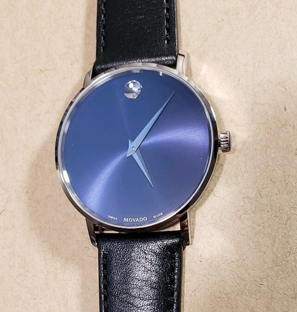 Movado Museum Watch 40mm Classic Blue Face & Black Leather Band for sale online | eBay