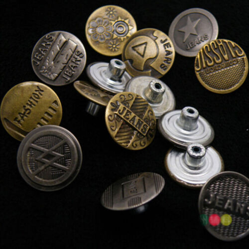 20mm No-sew On Metal Plain Replacement Jean Buttons For Jeans/Denim-shirts/Pants - Picture 2 of 11