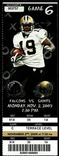 2009 FOOTBALL NFL TICKET SAINTS FALCONS DREW BREES 2 TD SUPER BOWL XLIV SEASON