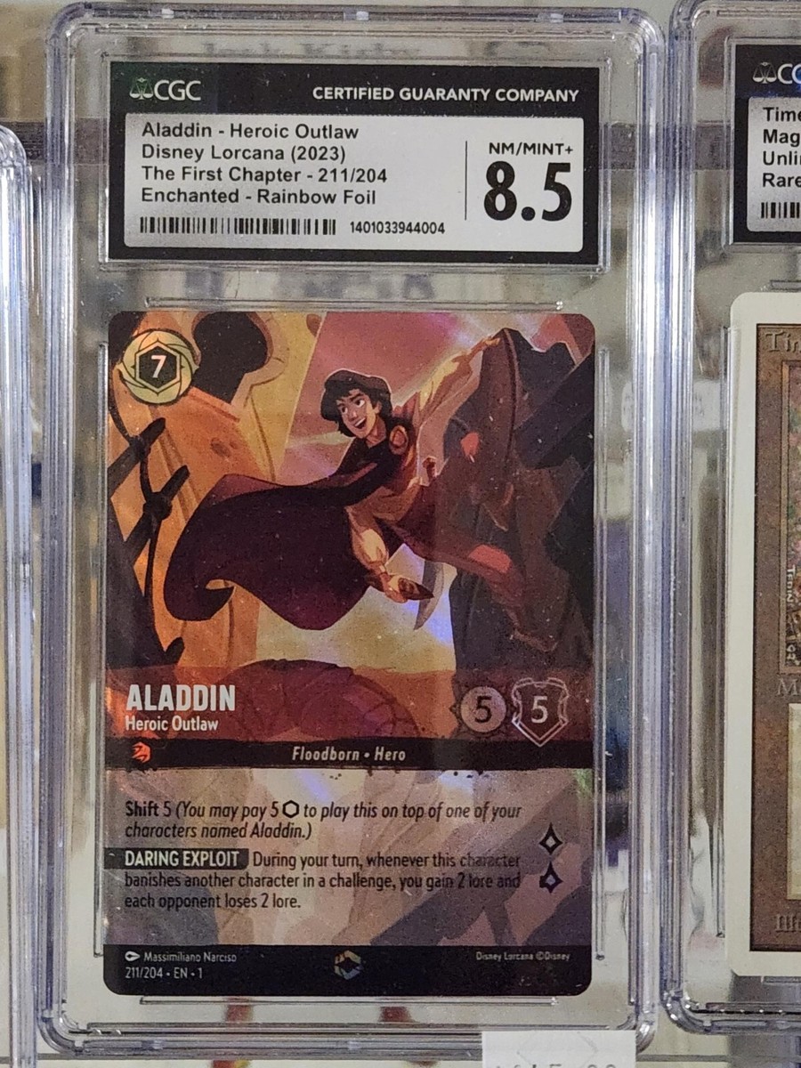 ALADDIN  HEROIC OUTLAW  Lorcana Enchanted Card (CGC 8.5)