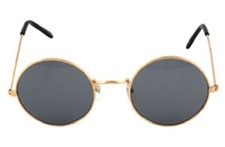 JANIS JOPLIN SMOKE HIPPIE FUNKY ROUND GLASSES UV400 w/ GOLD WIRE FRAMES