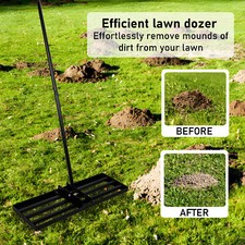 Black Lawn Leveling Rake 30"x10" Level Lawn Tool with 75" Steel Extended Handle