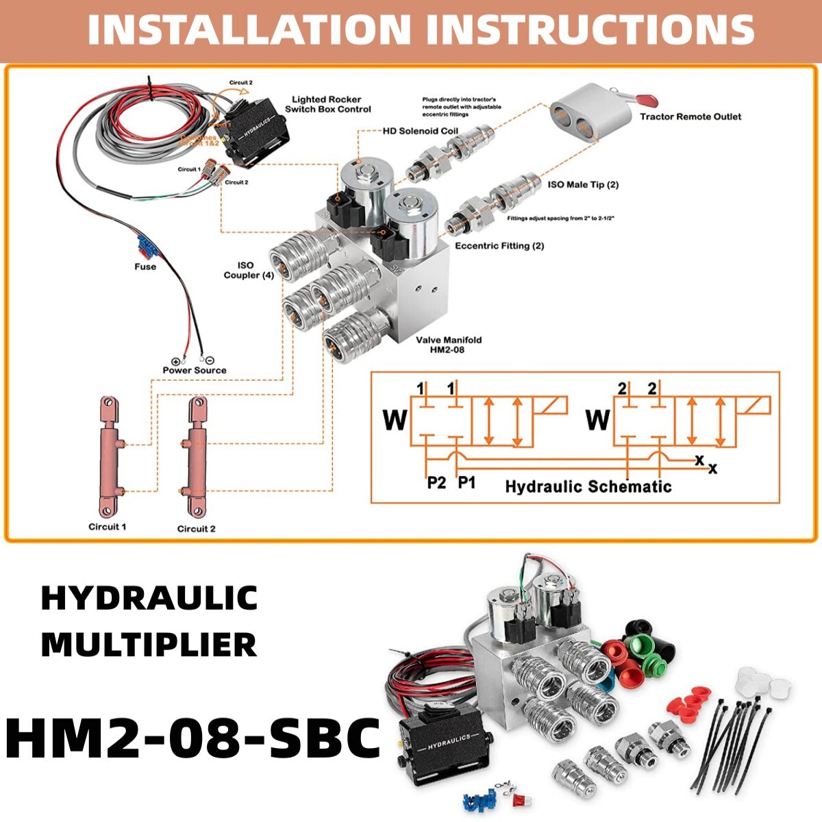Hydraulic Multiplier SCV Splitter Diverter Valve for John Deere Case ...