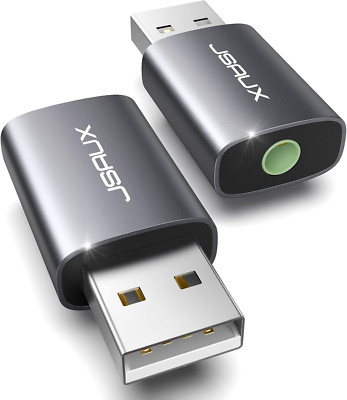 Adaptador de audio USB a conector de 3,5 mm (paquete de 2) - Sonido estéreo exte
