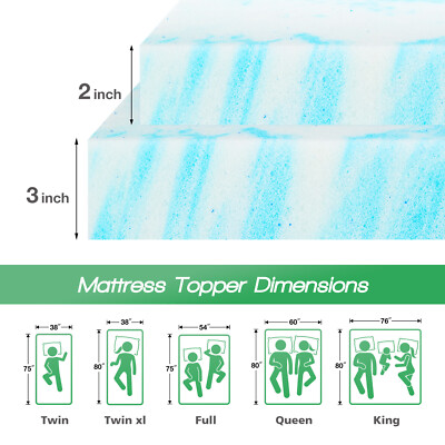 2/3 Inch Thick Mattress Topper for Bed/ Sleeper Sofa, RV, Camper