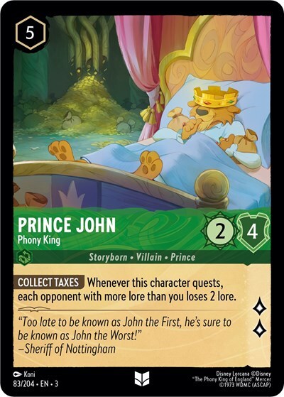 Lorcana Prince John - Phony King (83/228) Into the Inklands NM