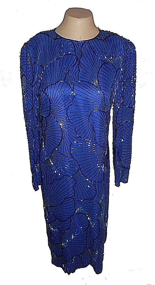 lime nite formal dress Dress, Nite, Cocktail Party Evening 100%-Silk beads Beaded Blue 8 Evening gown for plus size