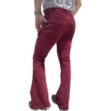 Mens Retro Corduroy Bell Bottom 60s 70s Flared Pants Trousers Slim Casual Chic