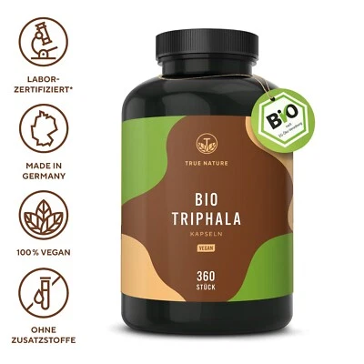 Bio Triphala - 360 Kapseln - 2000mg Hochdosiert - Eisen-Quelle - TRUE NATURE®