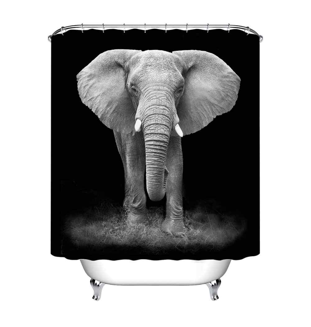 Cortina De Baño Impermeable Elefante Dusk - Polyester Forro Resistente Al Agua