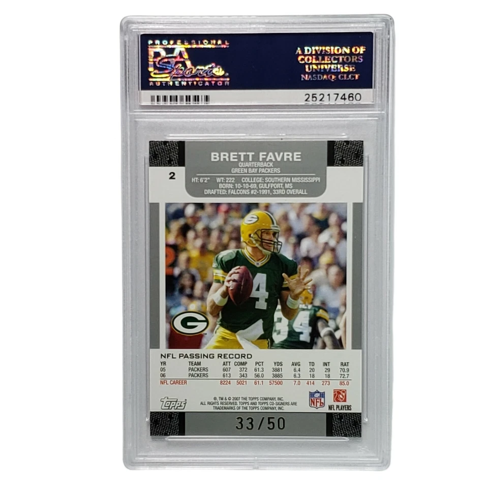 2007 Topps Co-Signers Changing Faces Hologold Red | Brett Favre | #d /50 | PSA 9 - Image 4 of 4