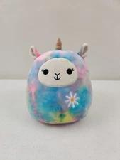 SQUISHMALLOW Lucy the Llama UNICORN with Daisy Rainbow Pastel 8" Stuffed Animal 