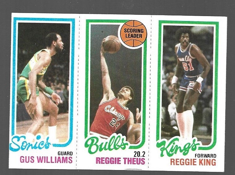 Gus Williams / Reggie Theus / Reggie King #41 / 128 / 233 Basketball Cards 1980 Topps trading card — raw and PSA graded price guide