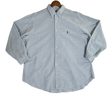 Ralph Lauren Classic Fit Check Shirt Men's Big 18 34/35 Button Down Blue Plaid