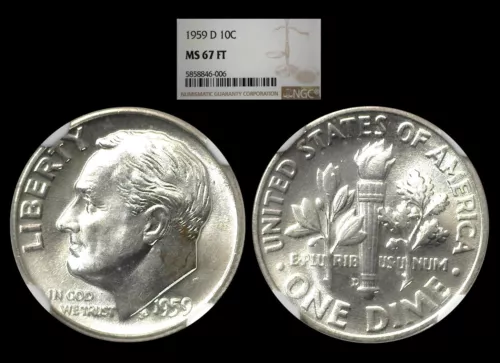 1959-D Roosevelt Dime graded MS67FT by NGC ....... With Bands!!!